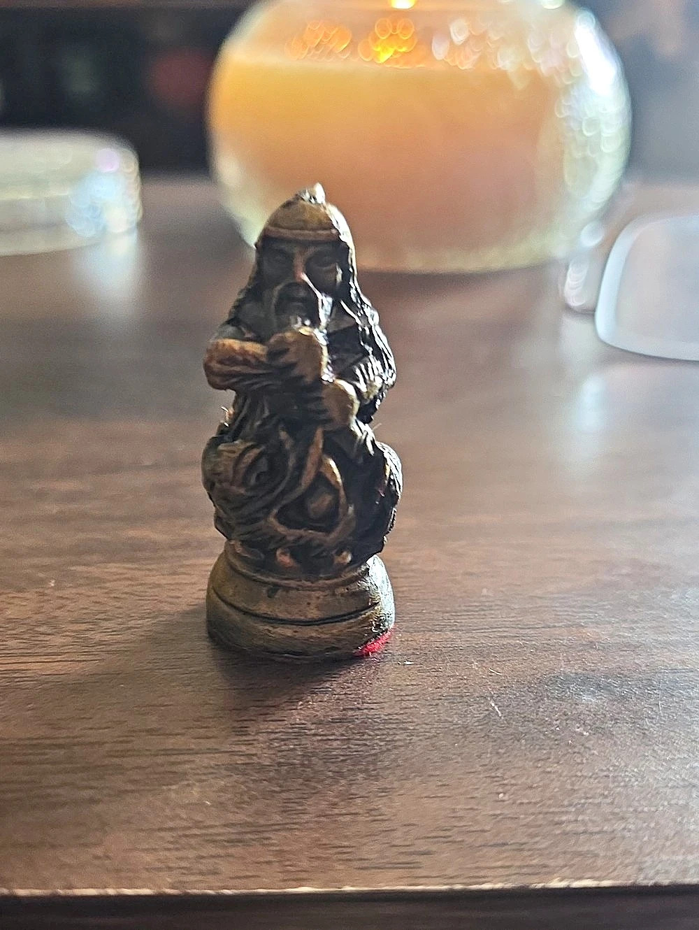 Vintage Bronze Tone Metal Chess Piece Figurine(F)